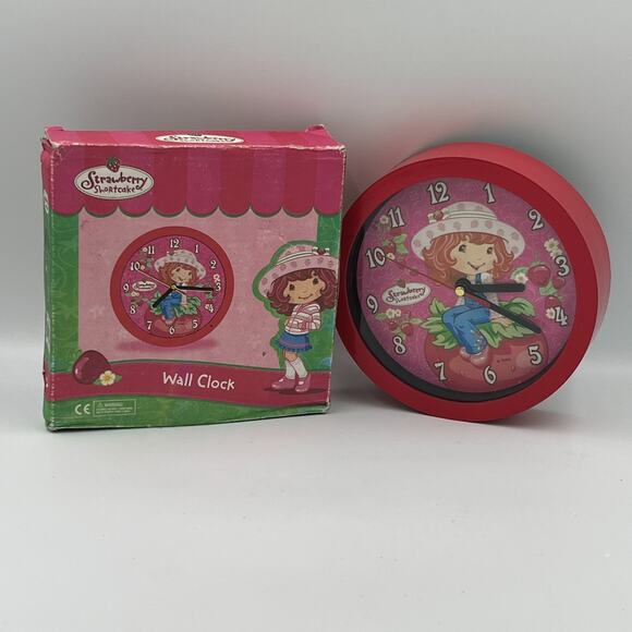 American Greetings Other - Strawberry Shortcake 6.5" Round Wall Clock Pink Red American Greetings NIB
